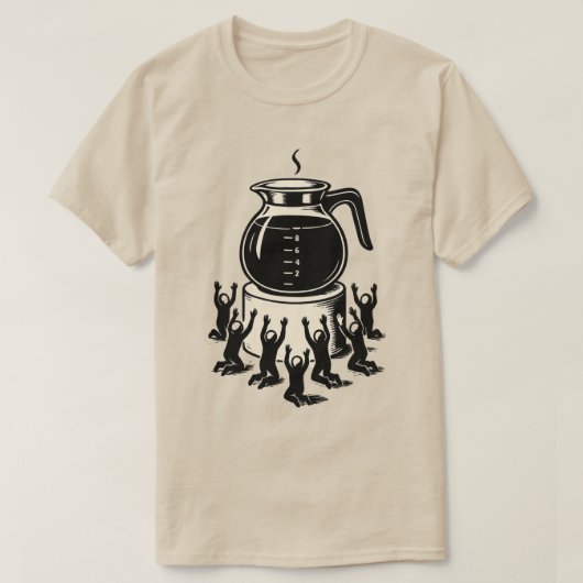 面白いレトロコーヒー - コーヒーを崇拝する Tシャツ (デザイン正面)