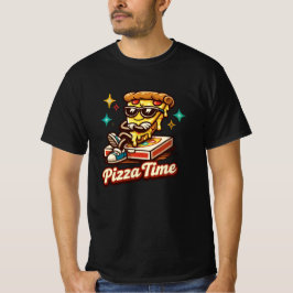 面白いレトロピザタイムTシャツ - かわいいキャラクターのピザ Tシャツ