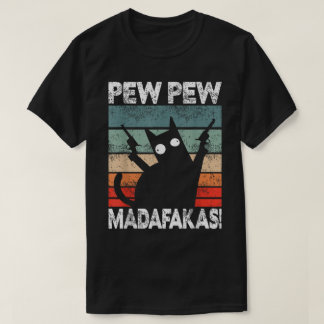 面白いレトロ猫のペーペーアート Tシャツ