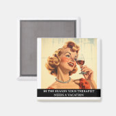 面白いレトロ50年代スタイルの名言セラピスト マグネット (正面/裏面)