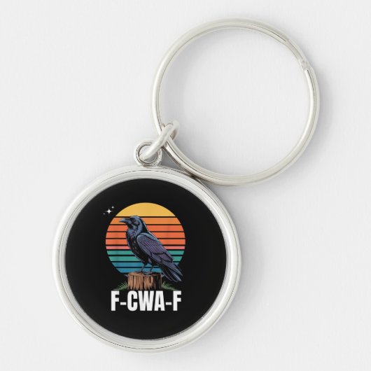面白いレトロF-Caw-F鳥カラス鳥 キーホルダー (正面)