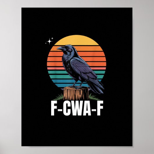 面白いレトロF-Caw-F鳥カラス鳥 ポスター (正面)