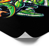 面白いレプラカーンがスケルトンの少年たちをダンクする St.パトリック ポスター (角)