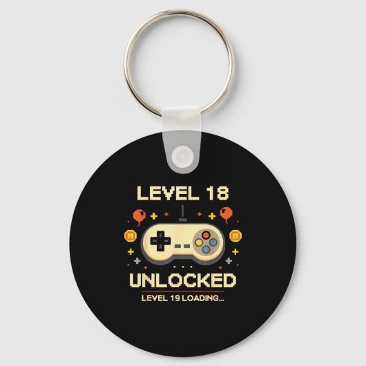 面白いレベル18アンロックゲーマー18歳の誕生日ビデオ キーホルダー (正面)
