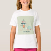 面白いレーシングドライバーのヒゲキャラ Tシャツ (正面)