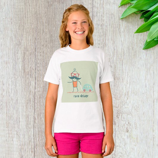 面白いレーシングドライバーのヒゲキャラ Tシャツ