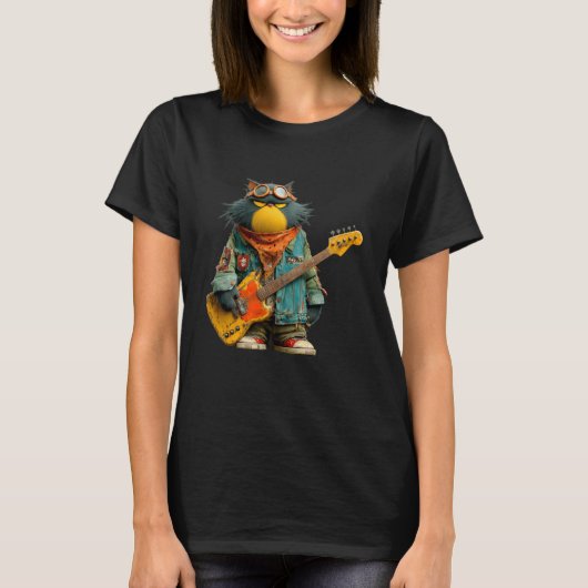 面白いロッカー猫 Tシャツ (正面)
