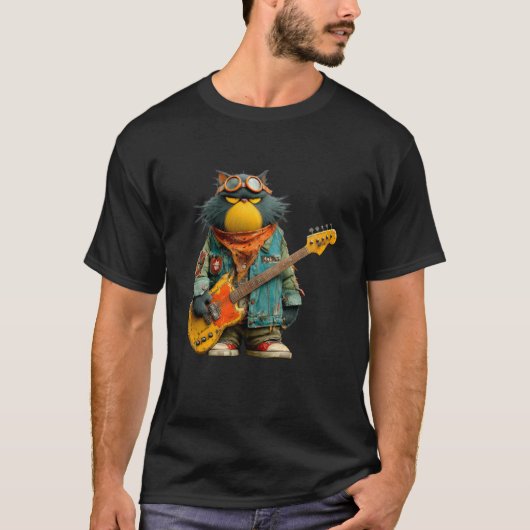 面白いロッカー猫 Tシャツ (正面)