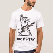 面白いロックスターヌコのキャラクター Tシャツ (正面)