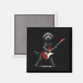面白いロック ゴールデンドゥードル 犬 ギター 音楽 マグネット (正面/裏面)