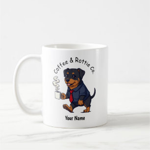 面白いロットワイラー犬のビジネススーツコーヒー コーヒーマグカップ