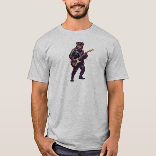 面白いロットワイラー・ロック・スターTシャツ Tシャツ (正面)