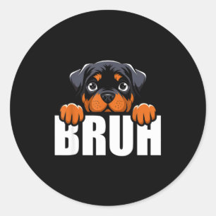 面白いロットワイラー Bruh かわいいロッティー犬好き男性用ボー ラウンドシール