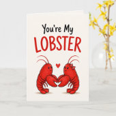 面白いロブスターの愛カード – “You’re My Lobster” カード (黄色い花)