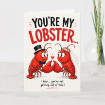 面白いロブスターの結婚カード – “You’re My Lobster”