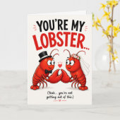面白いロブスターの結婚カード – “You’re My Lobster” カード (黄色い花)