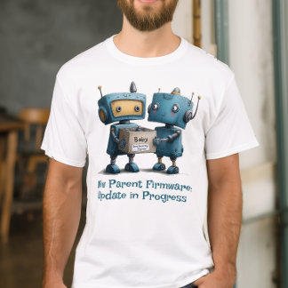 面白いロボットパパママ 赤ちゃん到着Tシャツ Tシャツ