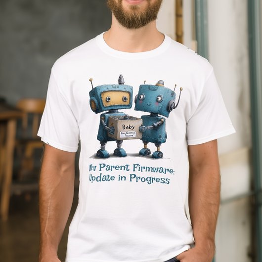 面白いロボットパパママ 赤ちゃん到着Tシャツ Tシャツ