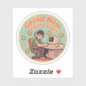 面白いヴィンテージゲーマーの grind now chill later レトロ シール (シート)