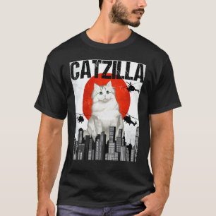 面白いヴィンテージ風日本のかわいい巨大猫 Tシャツ