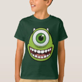 面白い一つ目の緑のモンスター キッズTシャツ Tシャツ (正面)