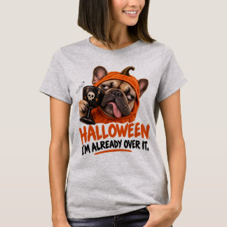 面白い不機嫌なフレンチブルドッグのハロウィンコスチューム Tシャツ