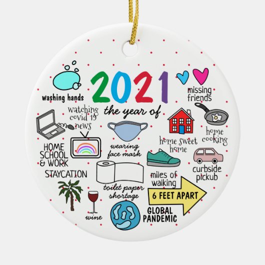 面白い世界的パンデミック昨年 2021 セラミックオーナメント (正面)