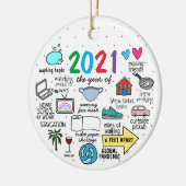 面白い世界的パンデミック昨年 2021 セラミックオーナメント (左)