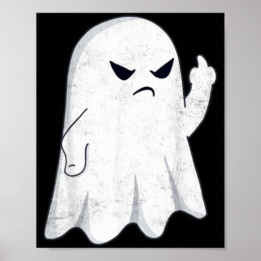 面白い中指ゴーストハロウィンコスチューム メンズ ポスター (正面)