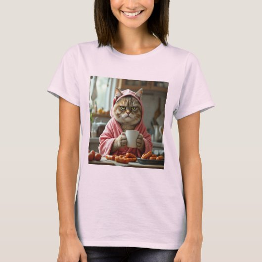 面白い主婦猫ミーム Gen Z ブレインロット Tシャツ (正面)