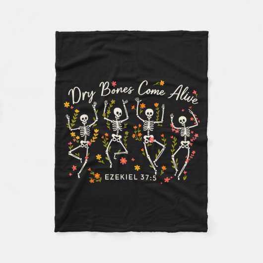 面白い乾燥した骨が生き返る エゼキエル 37_5 スケルトン C フリースブランケット (正面)