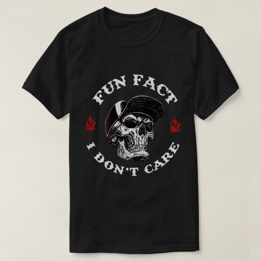 面白い事実なんて気にしないスケルトン Tシャツ (デザイン正面)