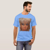 面白い人形の顔のミーム Tシャツ (正面フル)