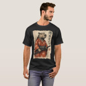 面白い侍カピバラ 日本の芸術 ビンテージ Tシャツ (正面フル)