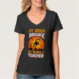 面白い先生のハロウィン満月魔女のグラフィック Tシャツ