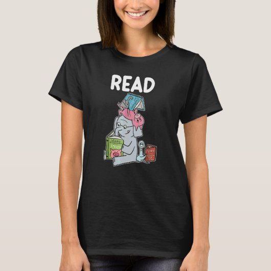 面白い先生の図書館 読書クラブ ピギー・エレファ Tシャツ (正面)