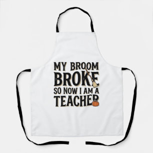 面白い先生の箒が壊れたヴィンテージ・ハロウィンデザイン エプロン