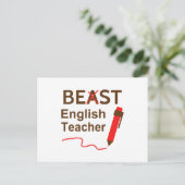 面白い先生 英語教師 感謝の言葉 ポストカード (スタンド正面)