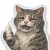 面白い共感できる泣く猫のミーム シール (正面)