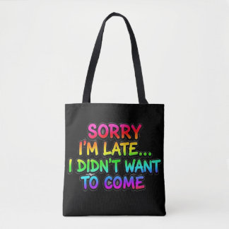 面白い内向型人間ですみません遅れて Rainbow Typography トートバッグ