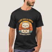 面白い内向的な人のための猫好きなデザインのTシャツ I Like Cats & Coffee Tシャツ (正面)