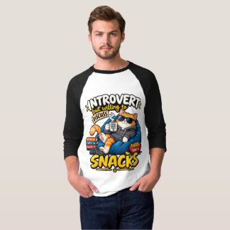 面白い内向的な猫のメンズラグラン野球Tシャツ Tシャツ