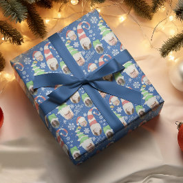 面白い写真 メリークリスマス ノベルティ ブルーギフト ラッピングペーパー
