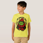 面白い冬のカエルデザイン Tシャツ (正面フル)
