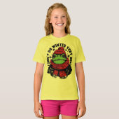 面白い冬のカエルデザイン Tシャツ (正面フル)