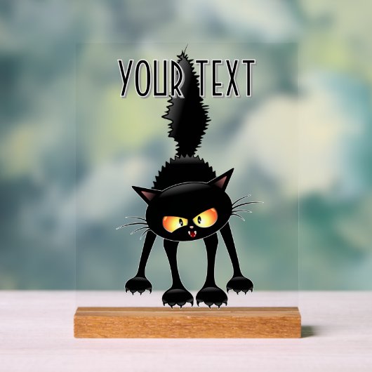 面白い凶暴な黒猫のキャラクター アクリルサイン (ニュートラル)