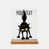 面白い凶暴な黒猫のキャラクター アクリルサイン (正面)