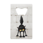 面白い凶暴な黒猫のキャラクター クレジットカード栓抜き (裏面)