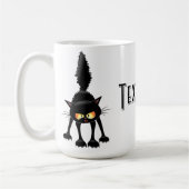 面白い凶暴な黒猫のキャラクター コーヒーマグカップ (左)