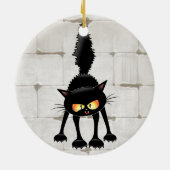 面白い凶暴な黒猫のキャラクター セラミックオーナメント (裏面)